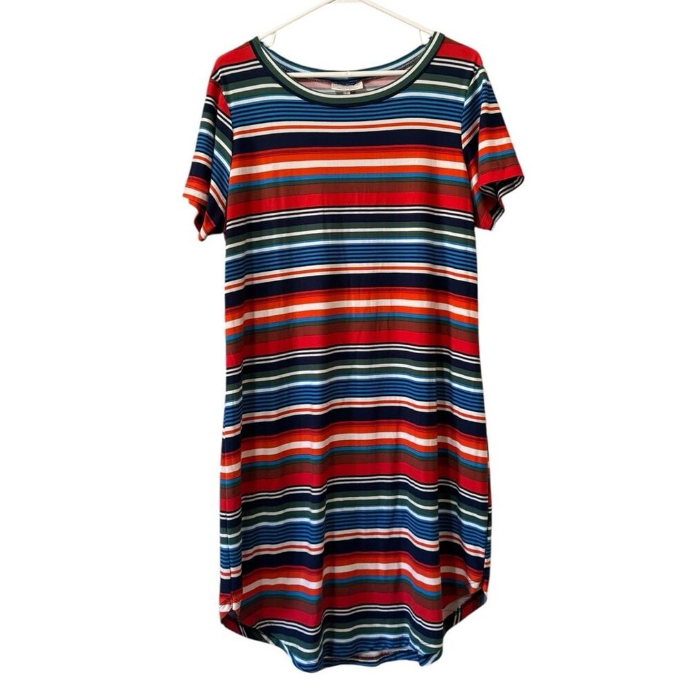 Bobbie Brooks Women Size 1X Stripe Short Sleeves‎ Midi Stretch Beach Colorful
